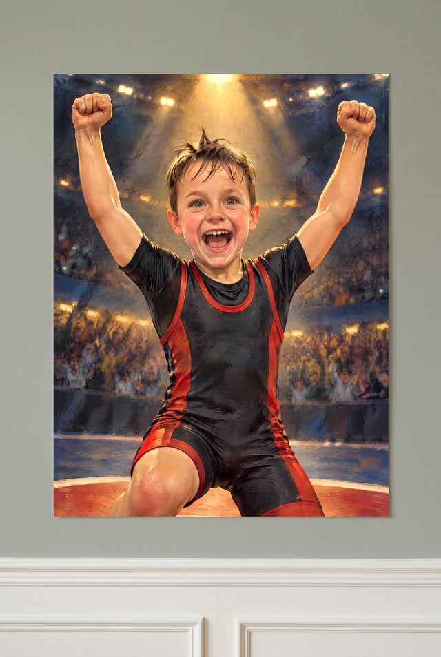 Wrestling Finals Triumph Portrait unframed fine-art paper print on the wall
