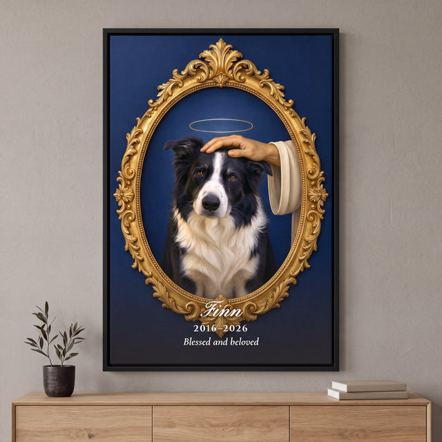 Blessed Pet Portrait in a Gilded Oval personalized portrait example 4