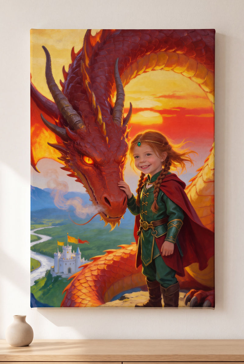 Dragon Bond Portrait stretched gallery-wrap canvas on the wall