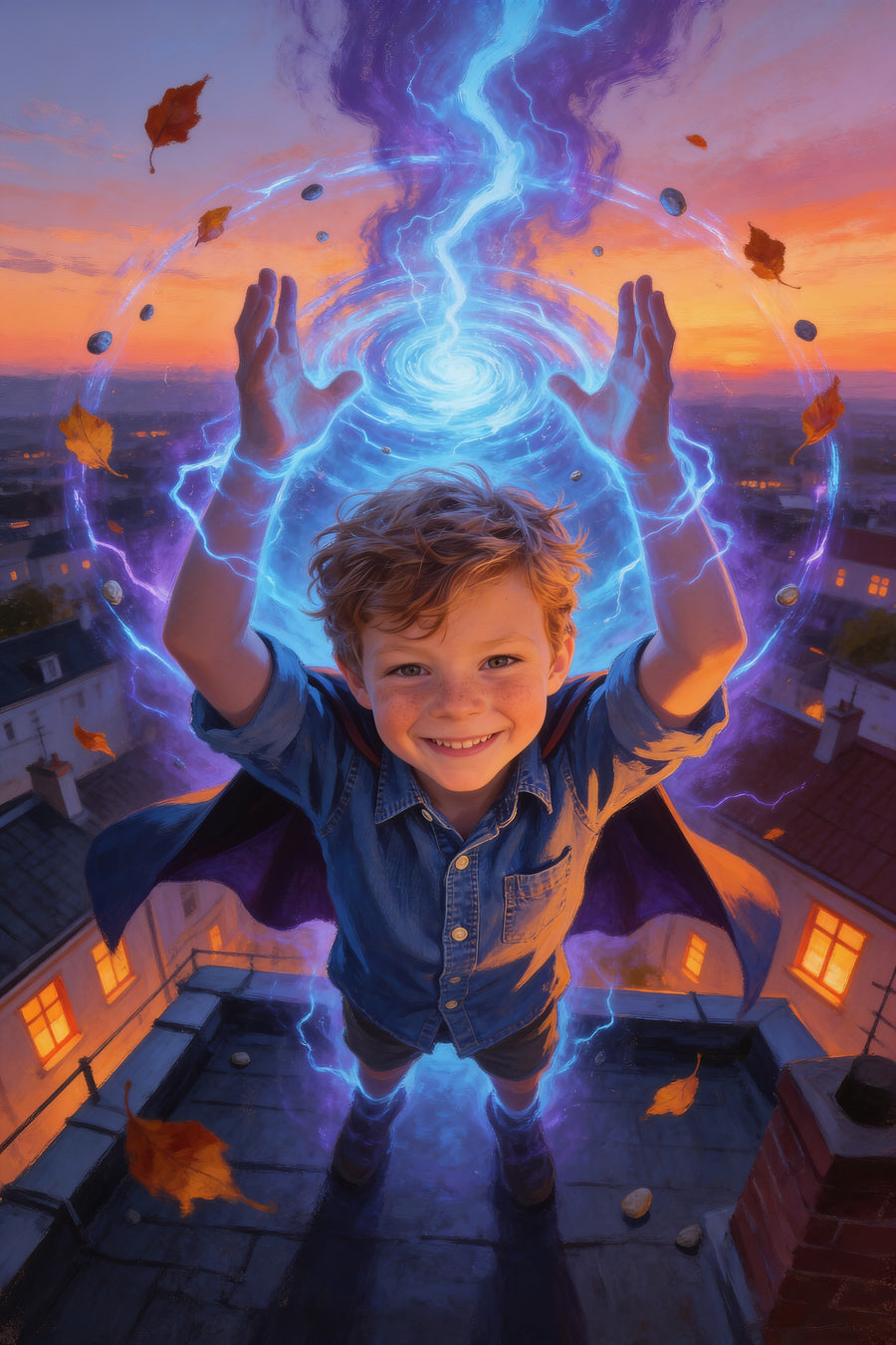 Superpower Awakening Portrait flat artwork made from an example photo