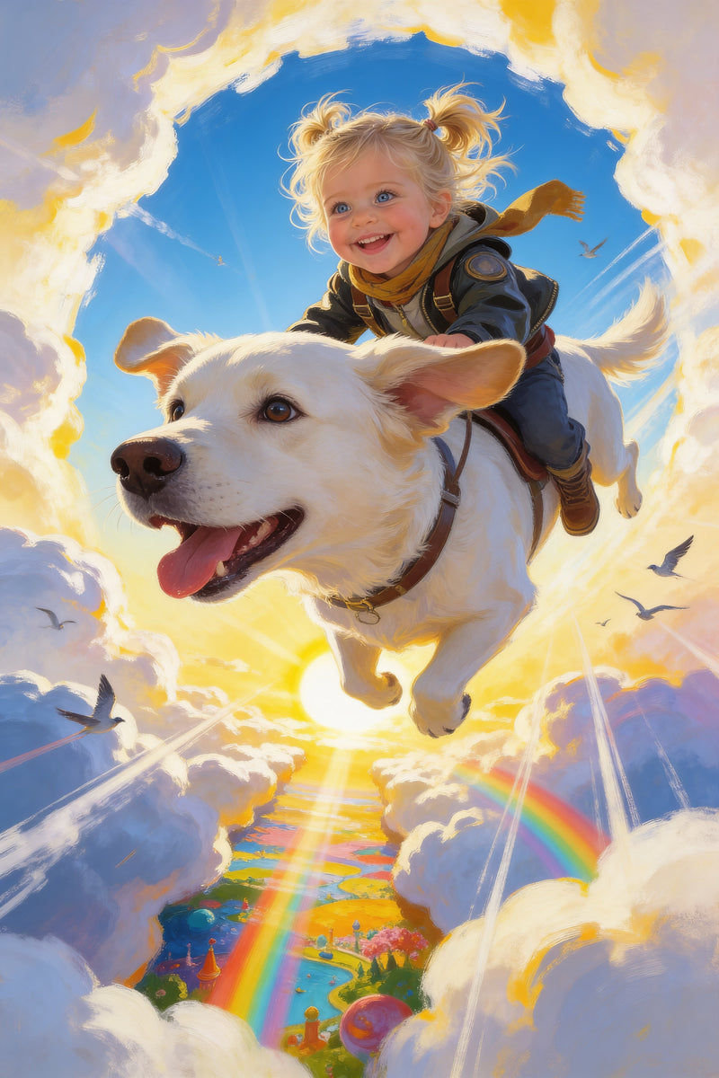 Cloud Adventure Portrait flat artwork made from an example photo