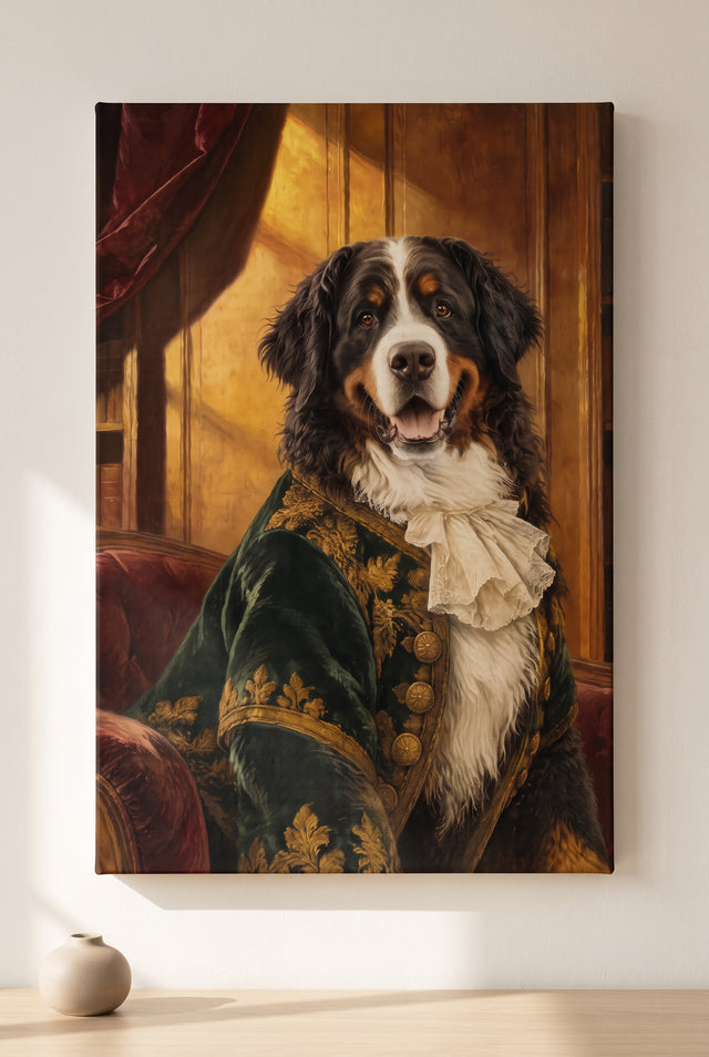 Noble Manor Oil Pet Portrait stretched gallery-wrap canvas on the wall