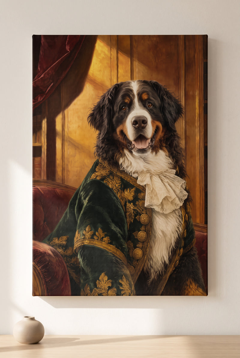 Noble Manor Oil Pet Portrait stretched gallery-wrap canvas on the wall