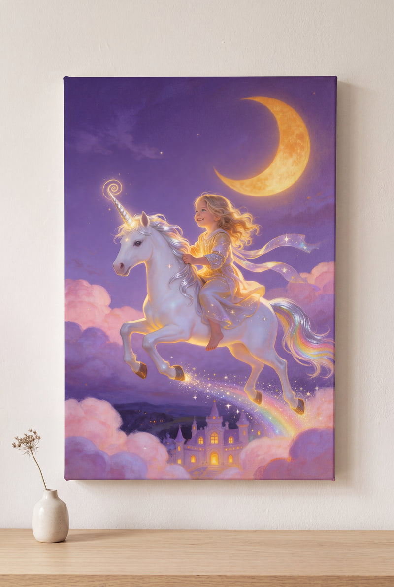Unicorn Rider Portrait stretched gallery-wrap canvas on the wall