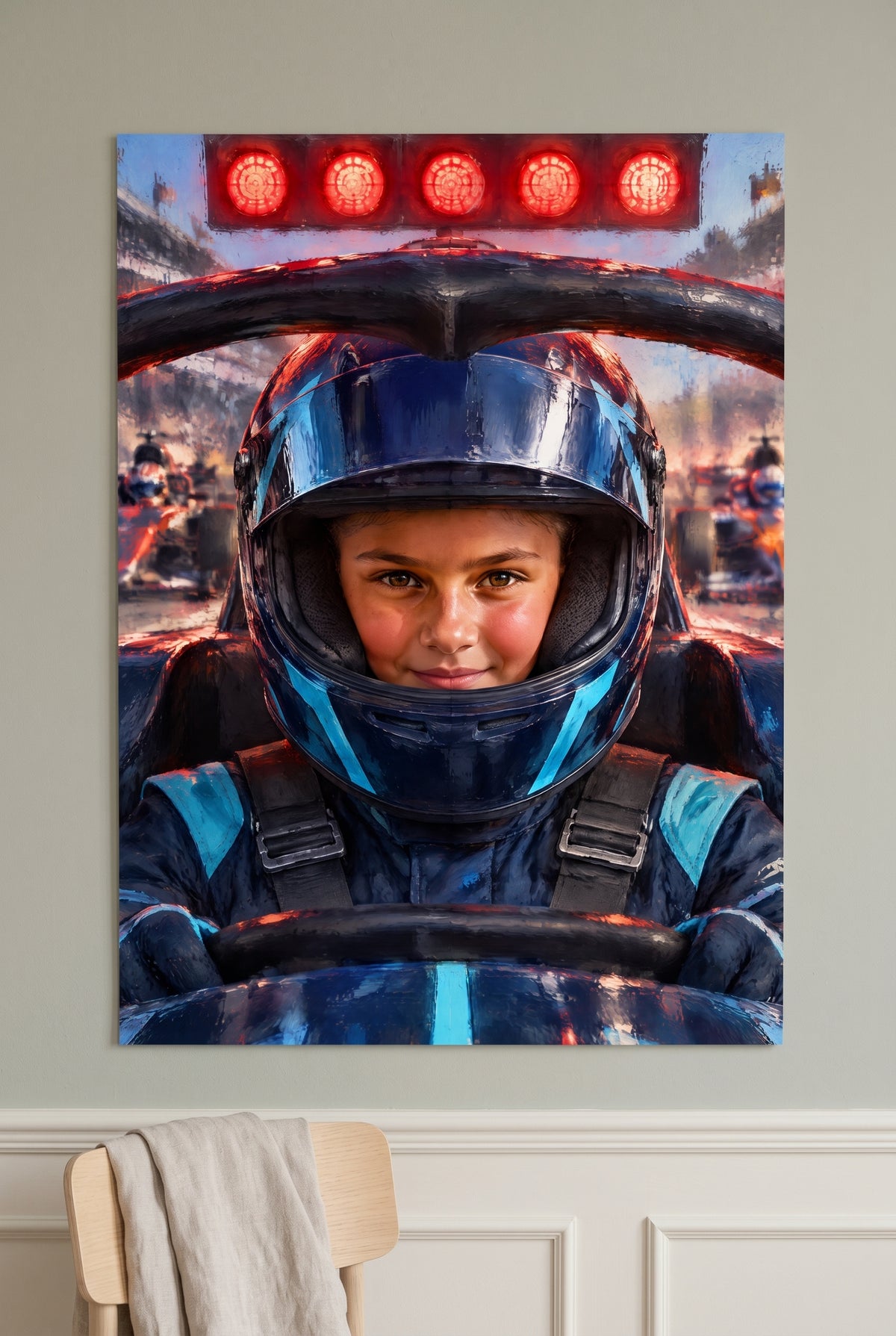 Race Car Driver Portrait girl driver edition unframed fine-art paper print on the wall