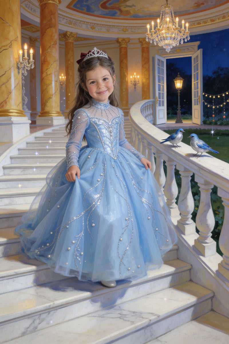 Blue Princess Portrait flat artwork made from an example photo