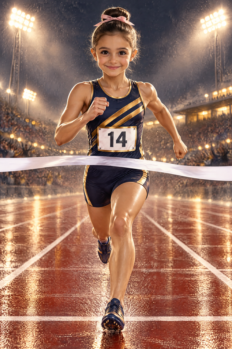 Night Floodlights Track Sprint Portrait flat artwork made from an example photo