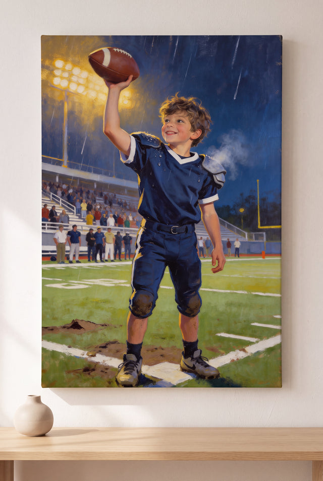 Touchdown Hero Portrait stretched gallery-wrap canvas on the wall