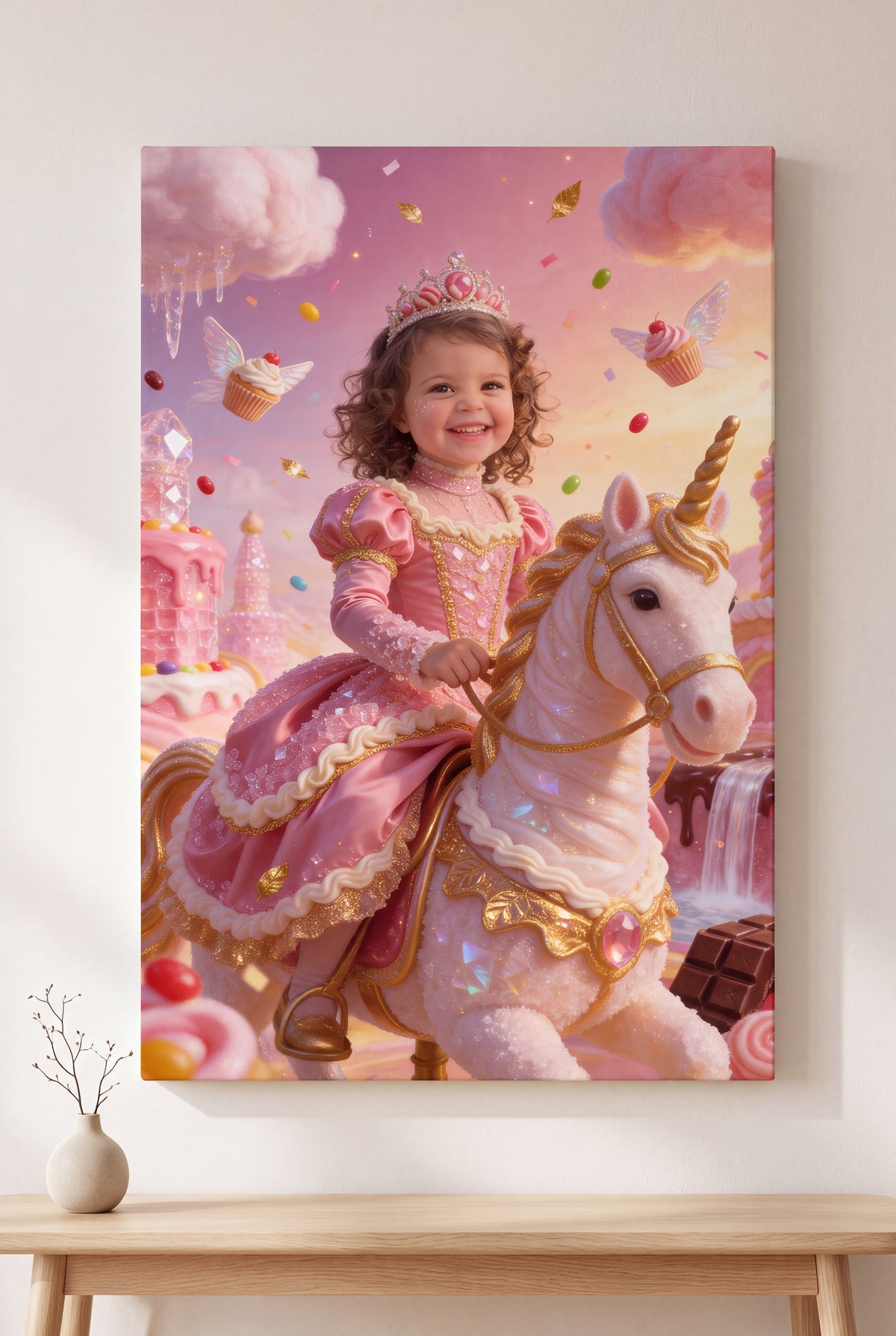 Candy Queen Portrait stretched gallery-wrap canvas on the wall