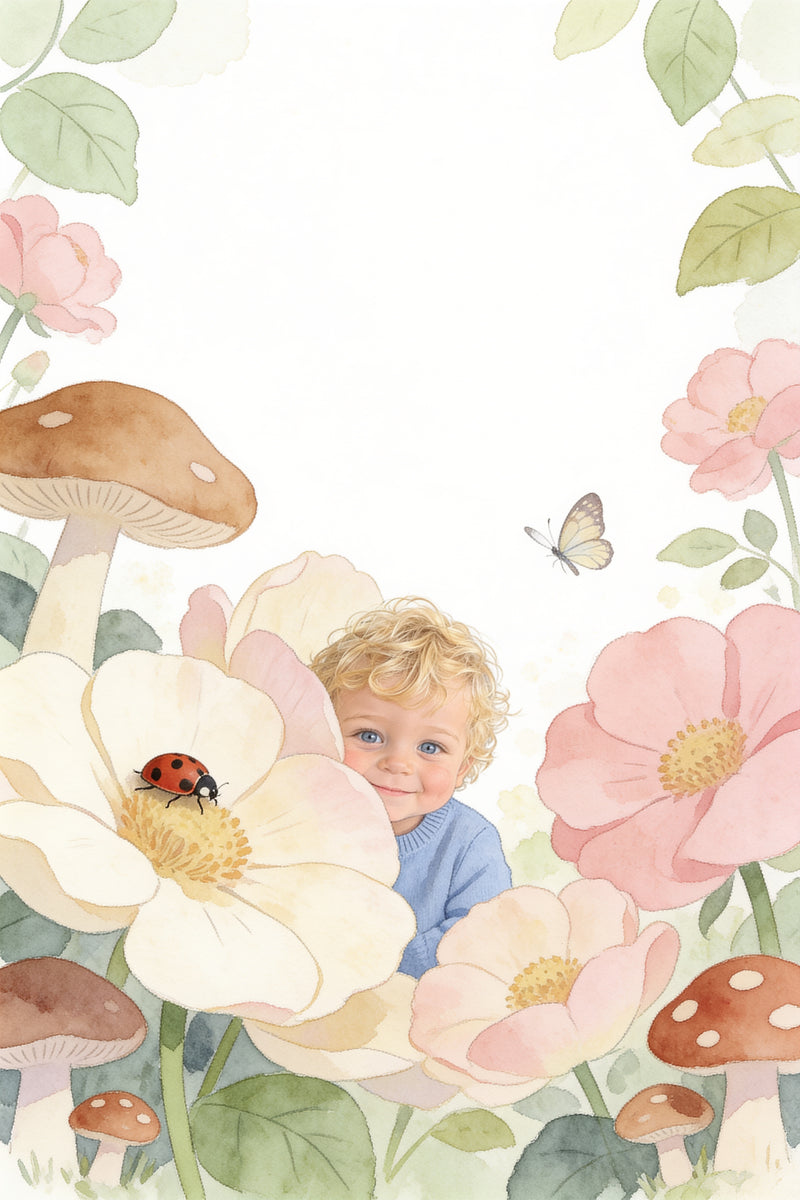 Shy Peekaboo Portrait flat artwork made from an example photo