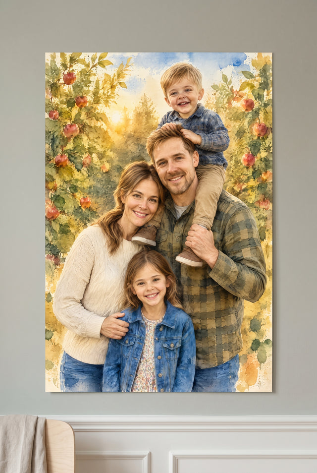 Classic Watercolor Portrait - archival matte paper print on the wall