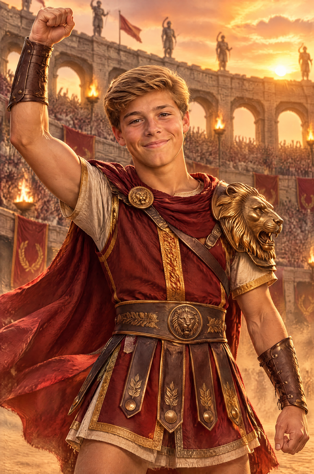 Wrestling Champion Portrait sunset ancient colosseum victory edition flat artwork