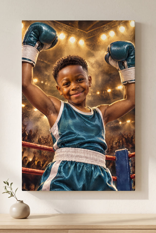 Championship Boxing Ring Glory Portrait stretched gallery-wrap canvas on the wall