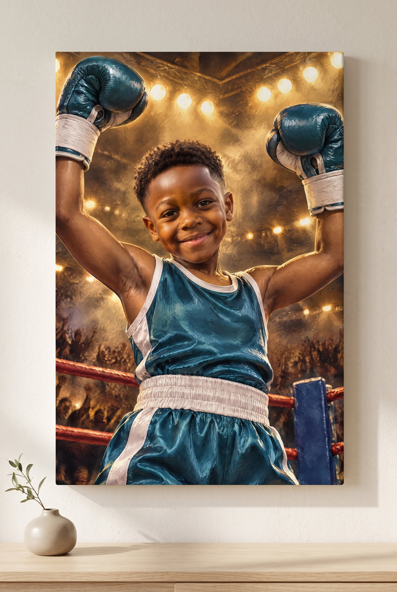 Championship Boxing Ring Glory Portrait stretched gallery-wrap canvas on the wall