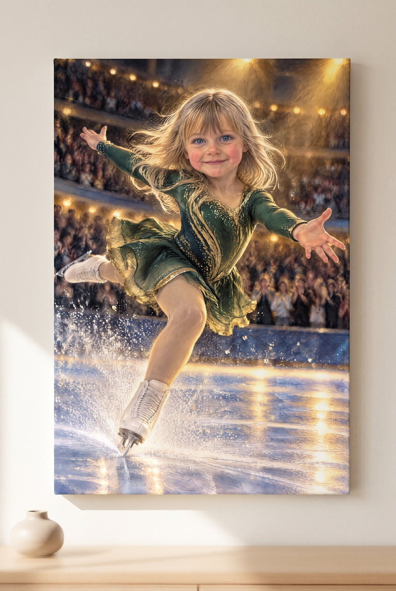 Figure Skating Spotlight Finale Portrait stretched gallery-wrap canvas on the wall