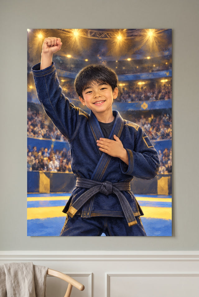 Jiu-Jitsu Championship Gold Portrait unframed fine-art paper print on the wall