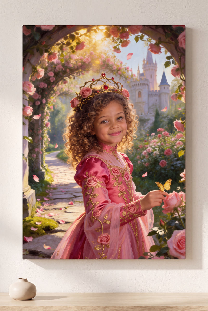 Enchanted Roses Portrait stretched gallery-wrap canvas on the wall