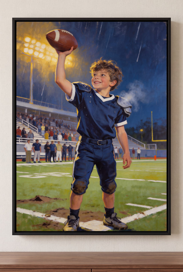 Touchdown Hero Portrait floater-framed canvas on the wall