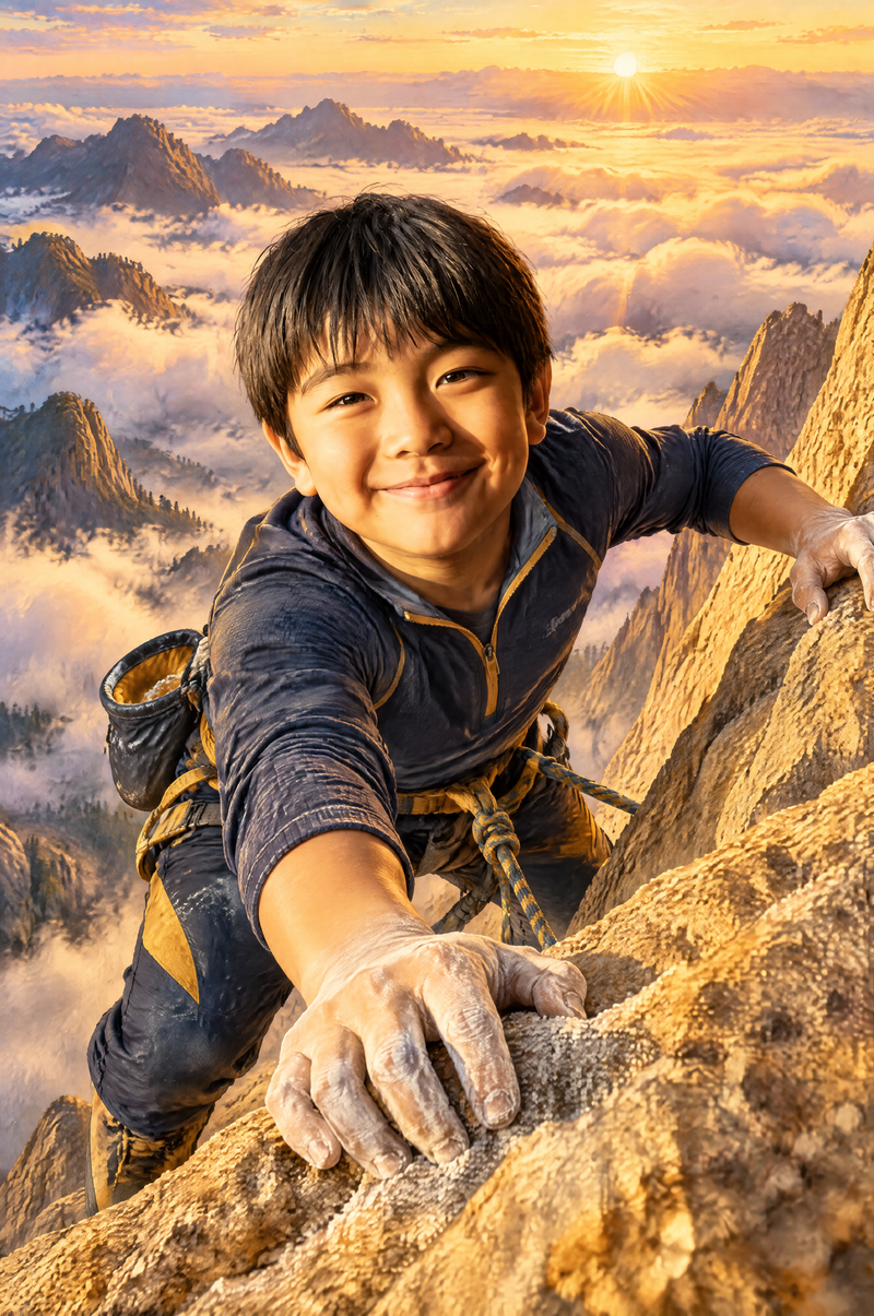 Granite Dawn Summit Reach Portrait flat artwork made from an example photo