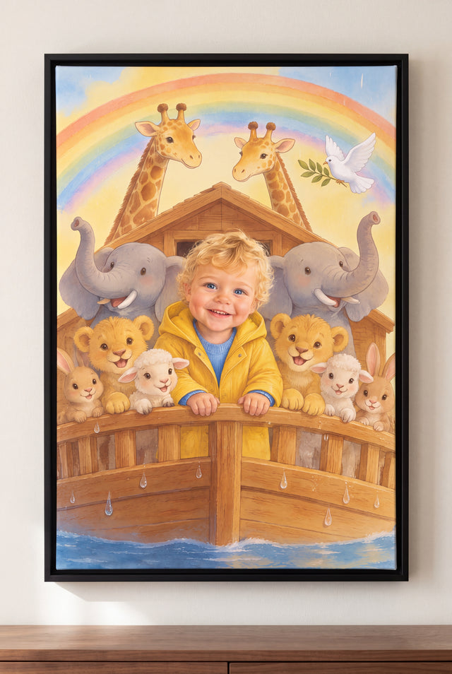 The Little Ark Portrait floater-framed canvas on the wall