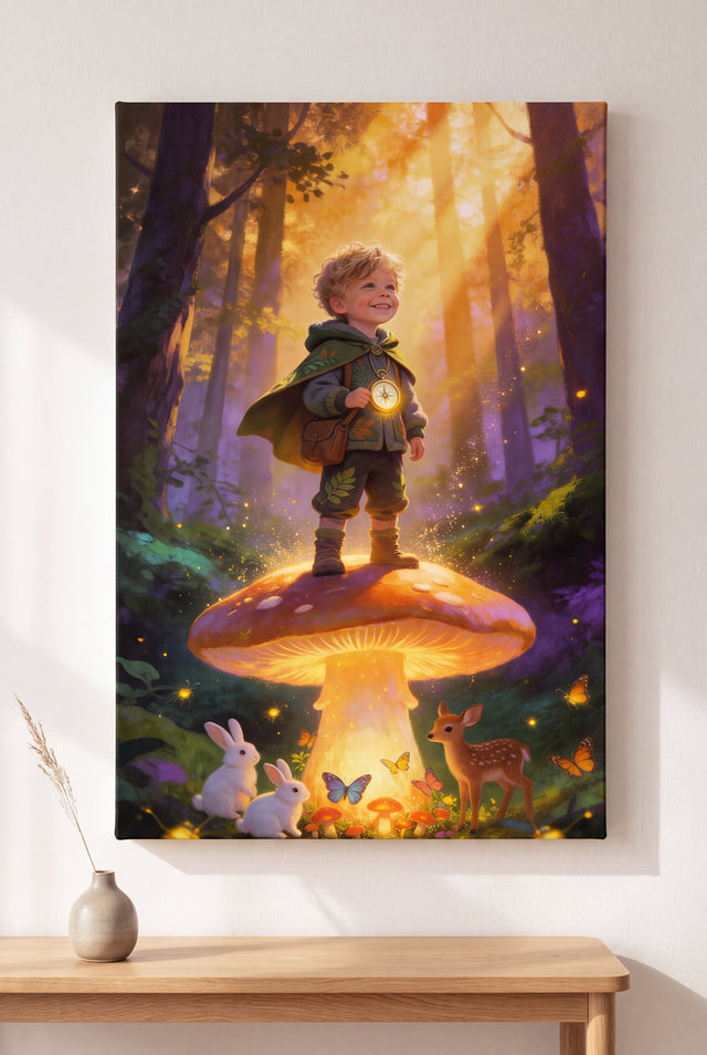 Forest Explorer Portrait stretched gallery-wrap canvas on the wall