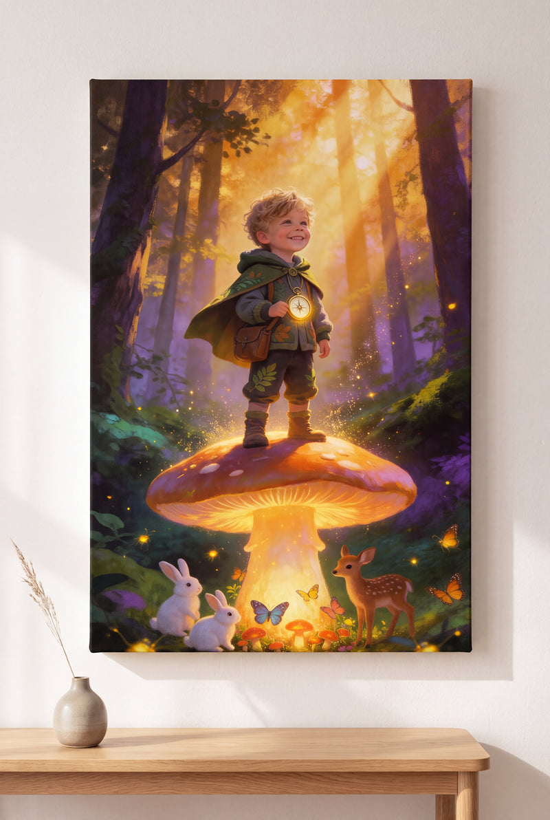 Forest Explorer Portrait stretched gallery-wrap canvas on the wall