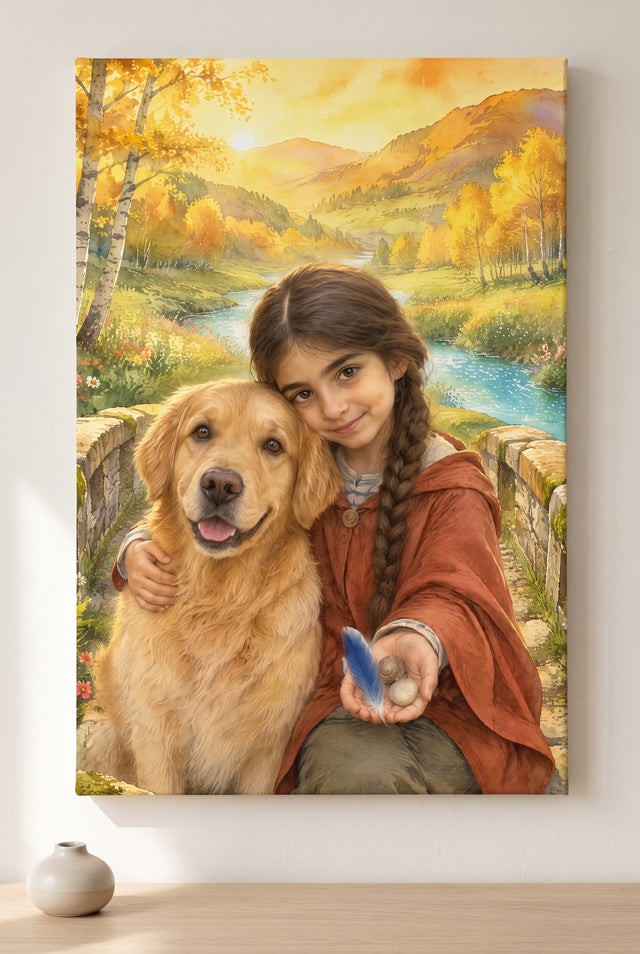 The Loyal Companion Bridge Portrait - stretched canvas on the wall