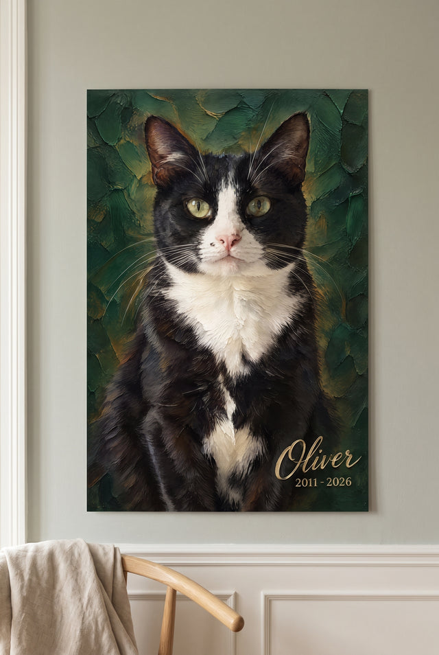 Impasto Oil Classic Pet Tribute unframed fine-art paper print on the wall