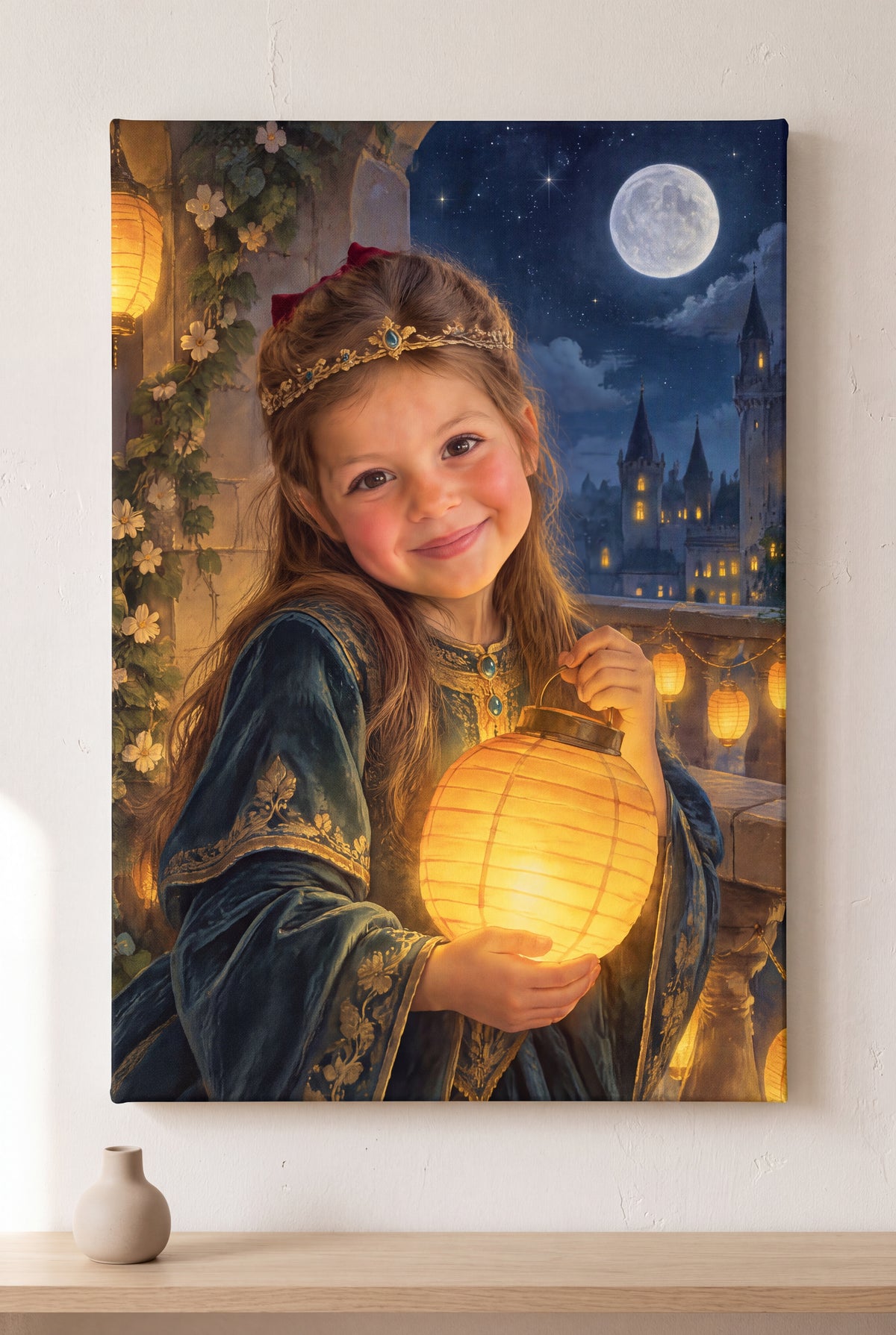 Lantern Tower Portrait stretched gallery-wrap canvas on the wall