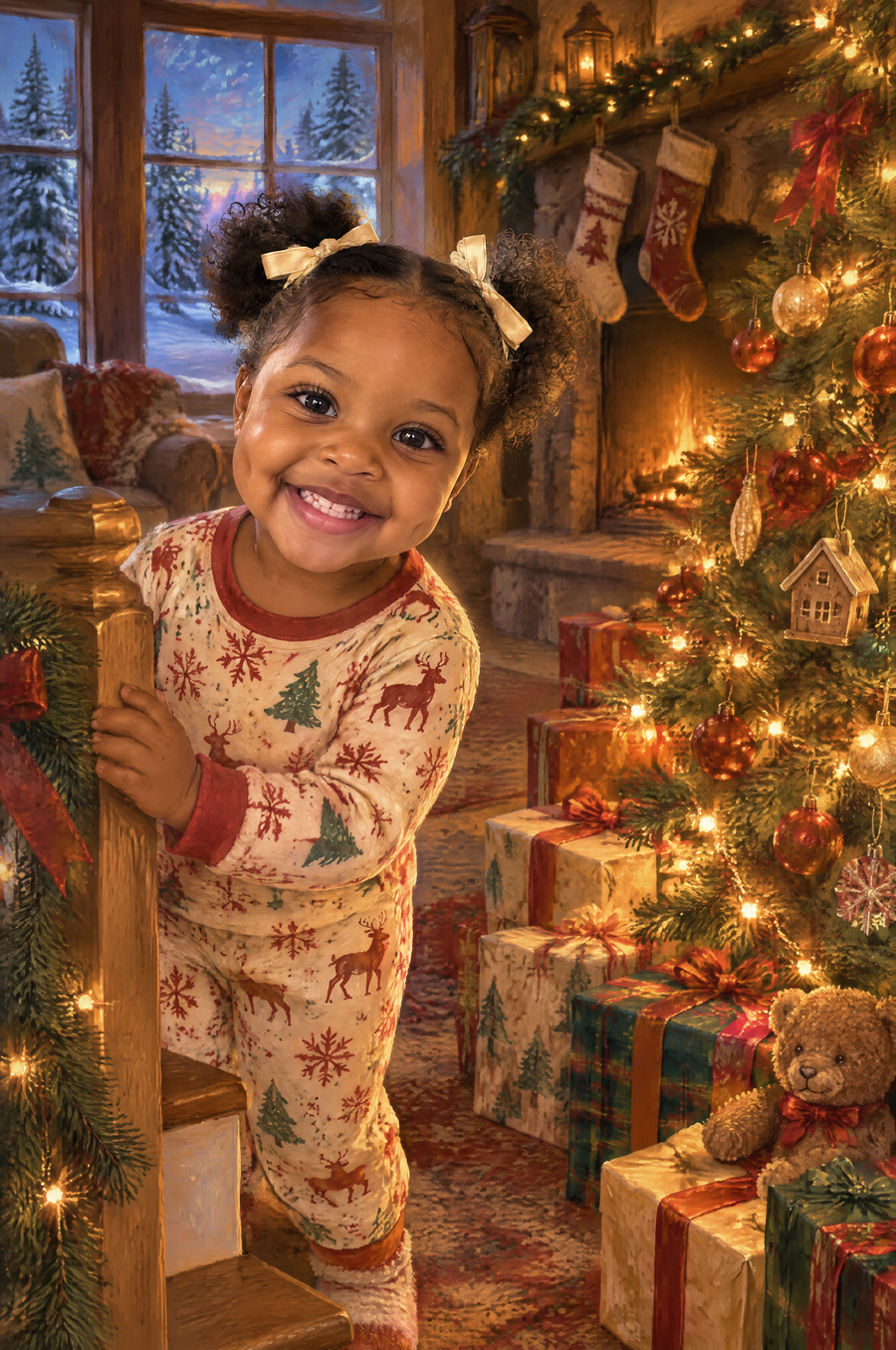 Christmas Morning Portrait flat artwork made from an example photo