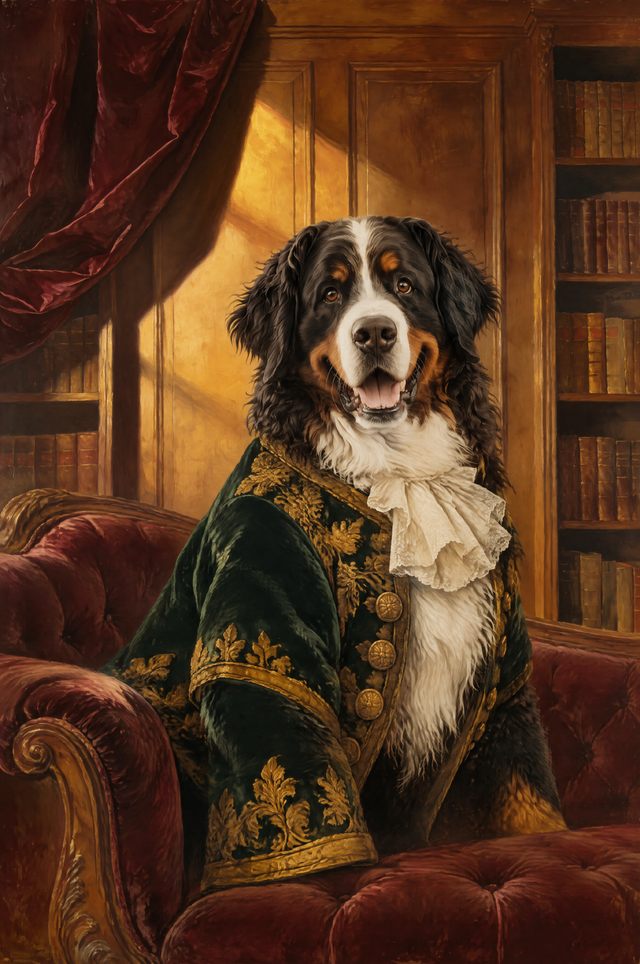 Noble Manor Oil Pet Portrait flat artwork made from an example photo