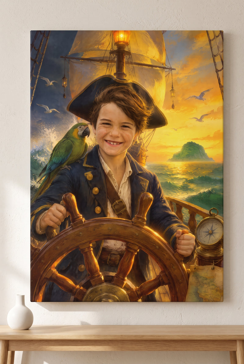 Captain of the Seas Portrait stretched gallery-wrap canvas on the wall