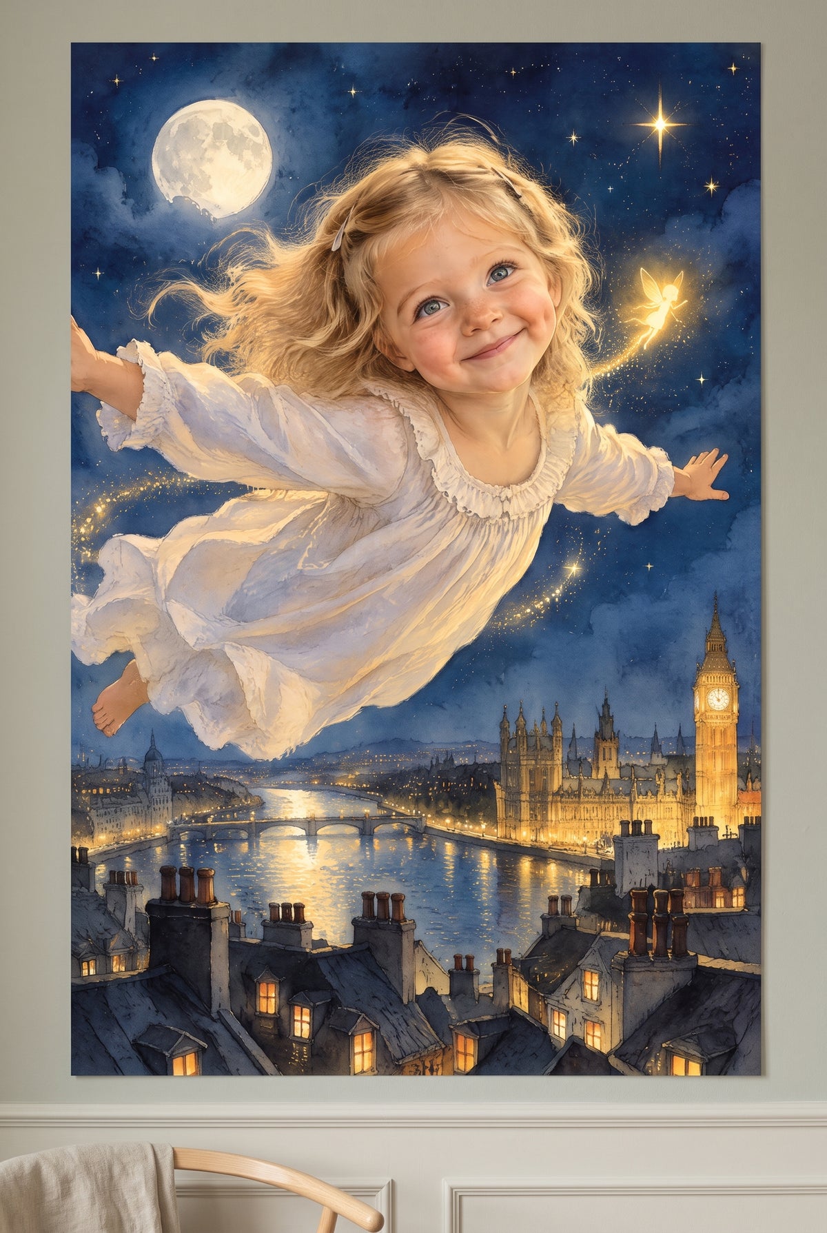 Second Star to the Right Portrait unframed fine-art paper print on the wall