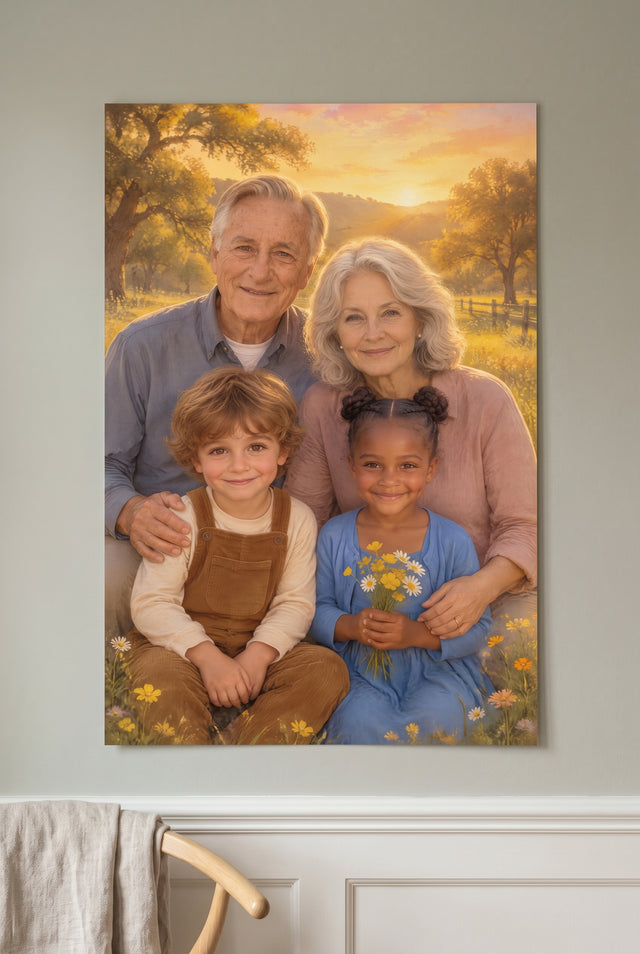 Together in Golden Light Portrait unframed fine-art paper print on the wall