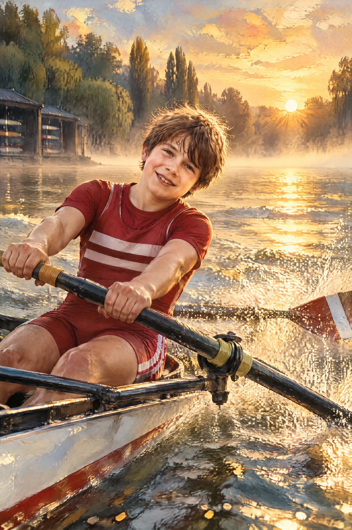 Golden Dawn Regatta Sprint Portrait flat artwork made from an example photo