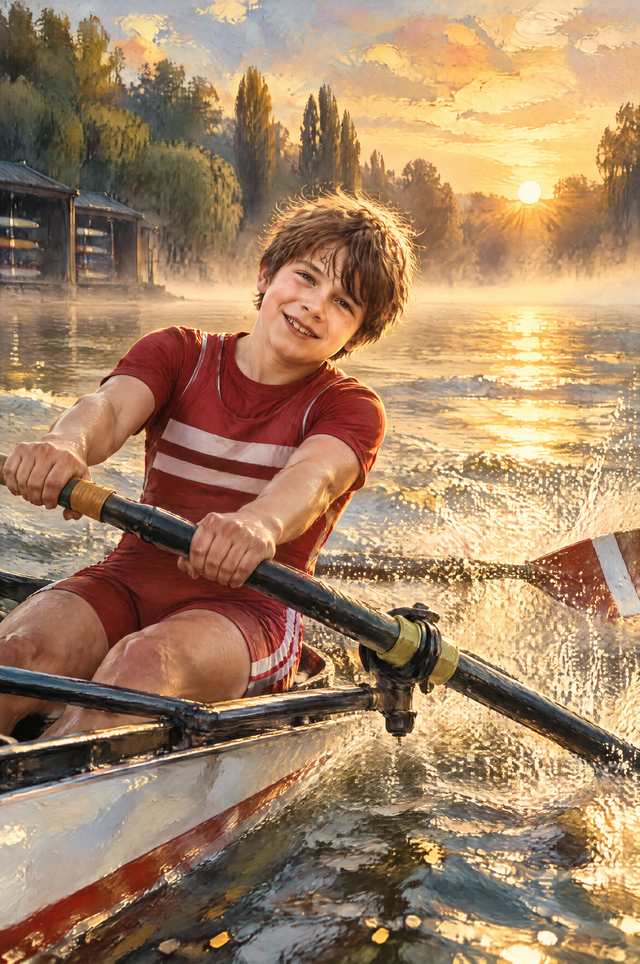 Golden Dawn Regatta Sprint Portrait flat artwork made from an example photo