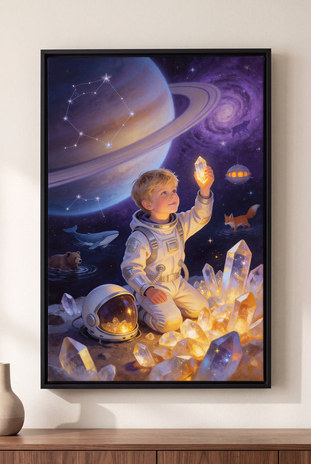 Space Explorer Portrait floater-framed canvas on the wall