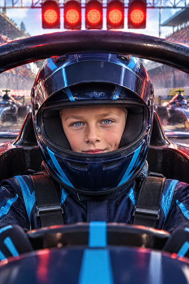Race Car Driver Portrait cinematic racing-film cockpit edition flat artwork