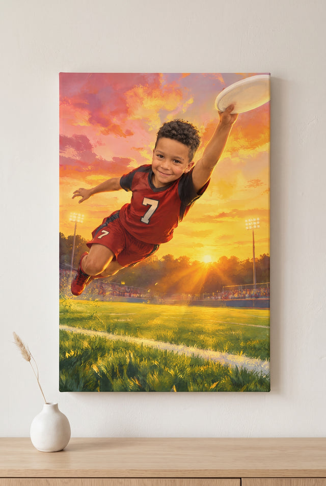 Golden-Hour Sky Ultimate Disc Portrait stretched gallery-wrap canvas on the wall