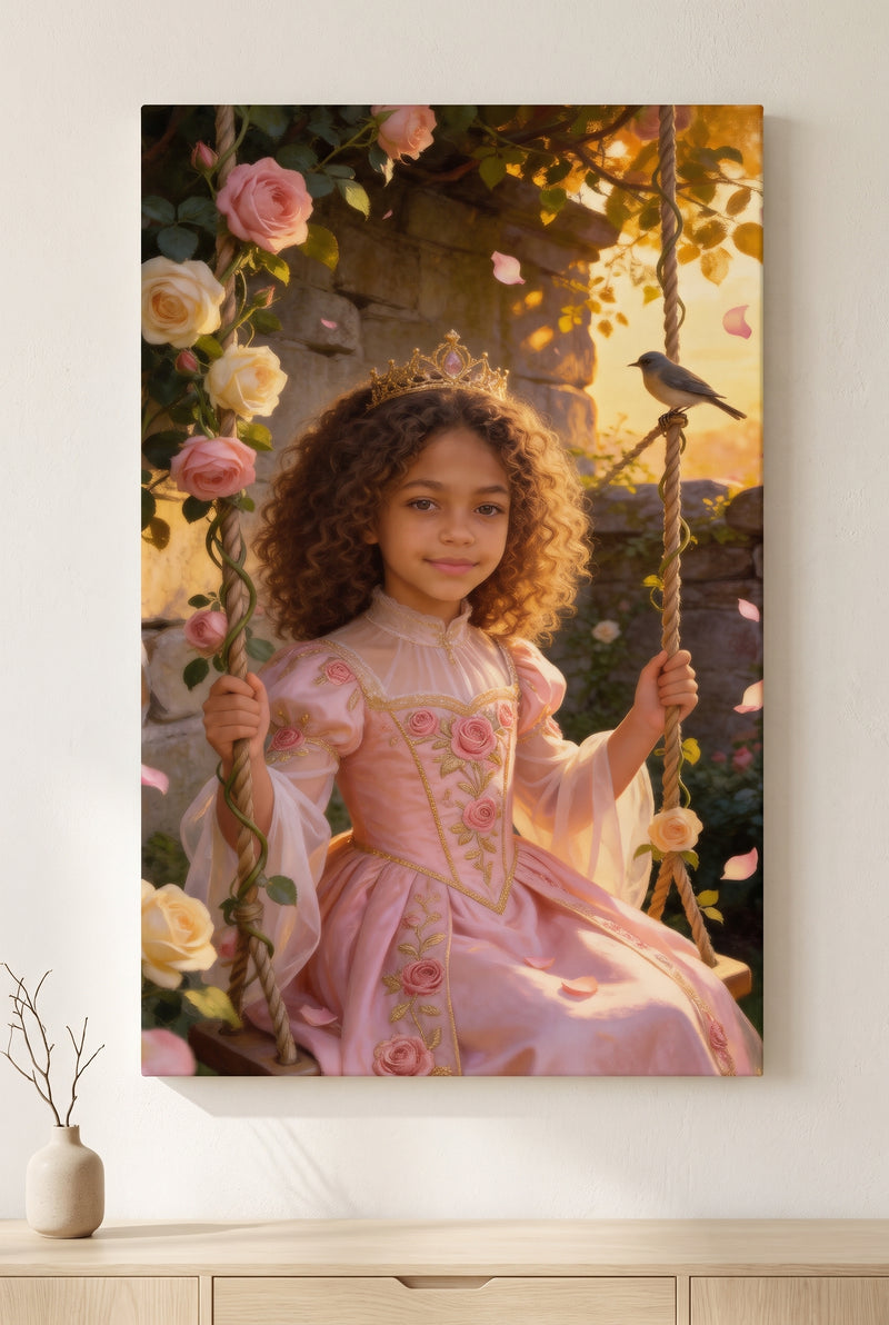 Rose Garden Portrait stretched gallery-wrap canvas on the wall