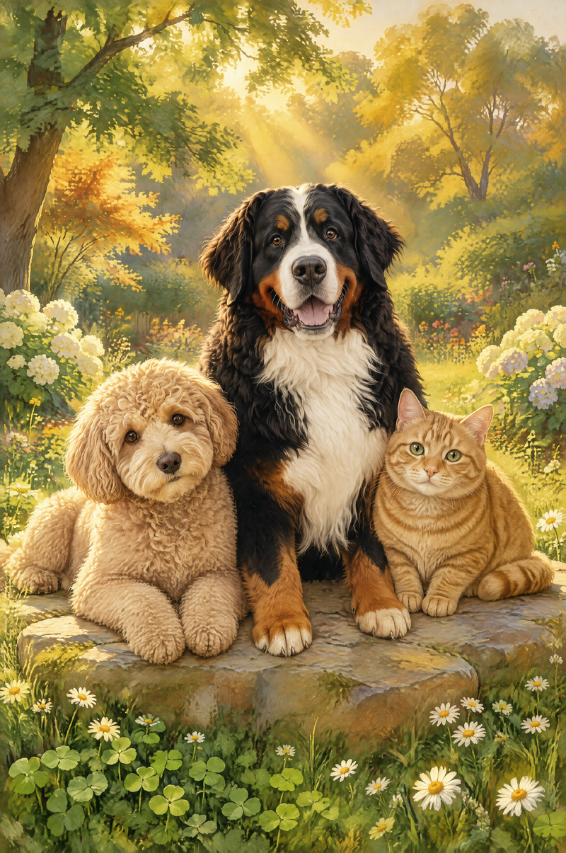 The Whole Pack Together Portrait flat artwork made from an example photo