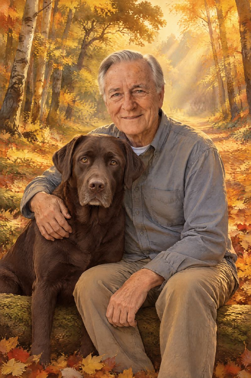 Still Beside Me Pet Memorial Portrait - flat artwork made from an example photo