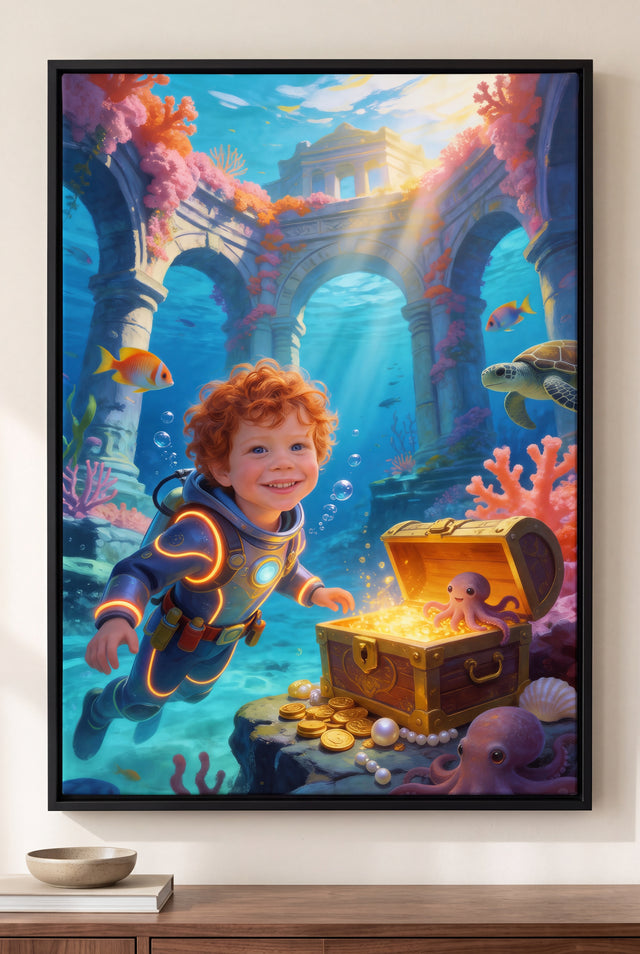 Treasure Hunter Portrait floater-framed canvas on the wall