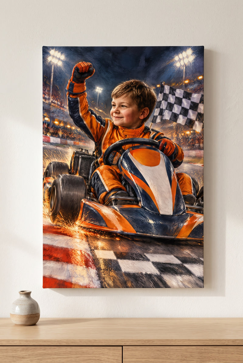 Championship Karting Apex Portrait stretched gallery-wrap canvas on the wall