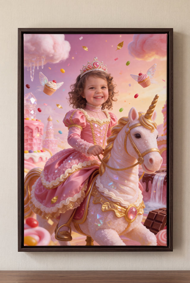 Candy Queen Portrait floater-framed canvas on the wall