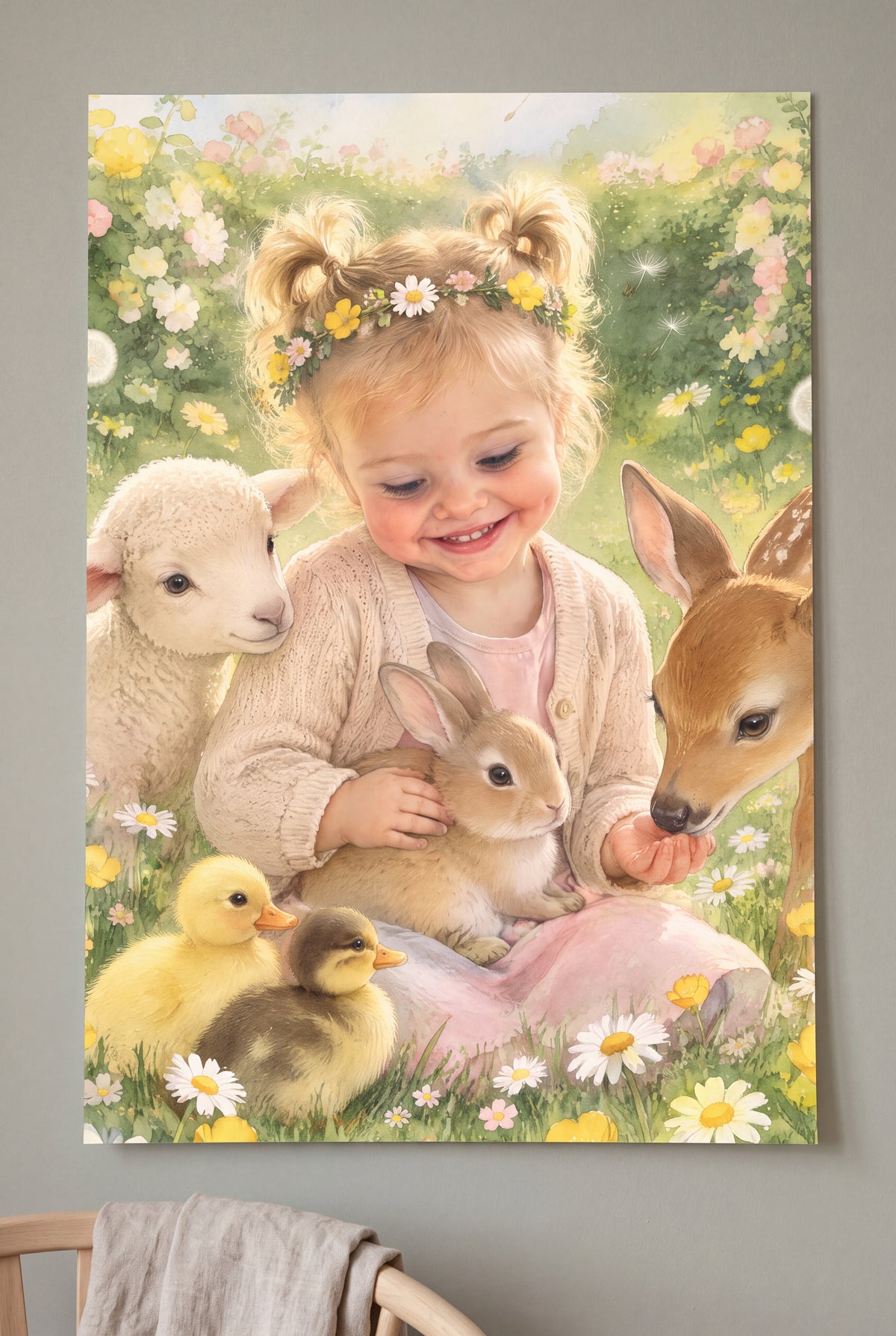 Spring Meadow Friends Portrait unframed fine-art paper print on the wall