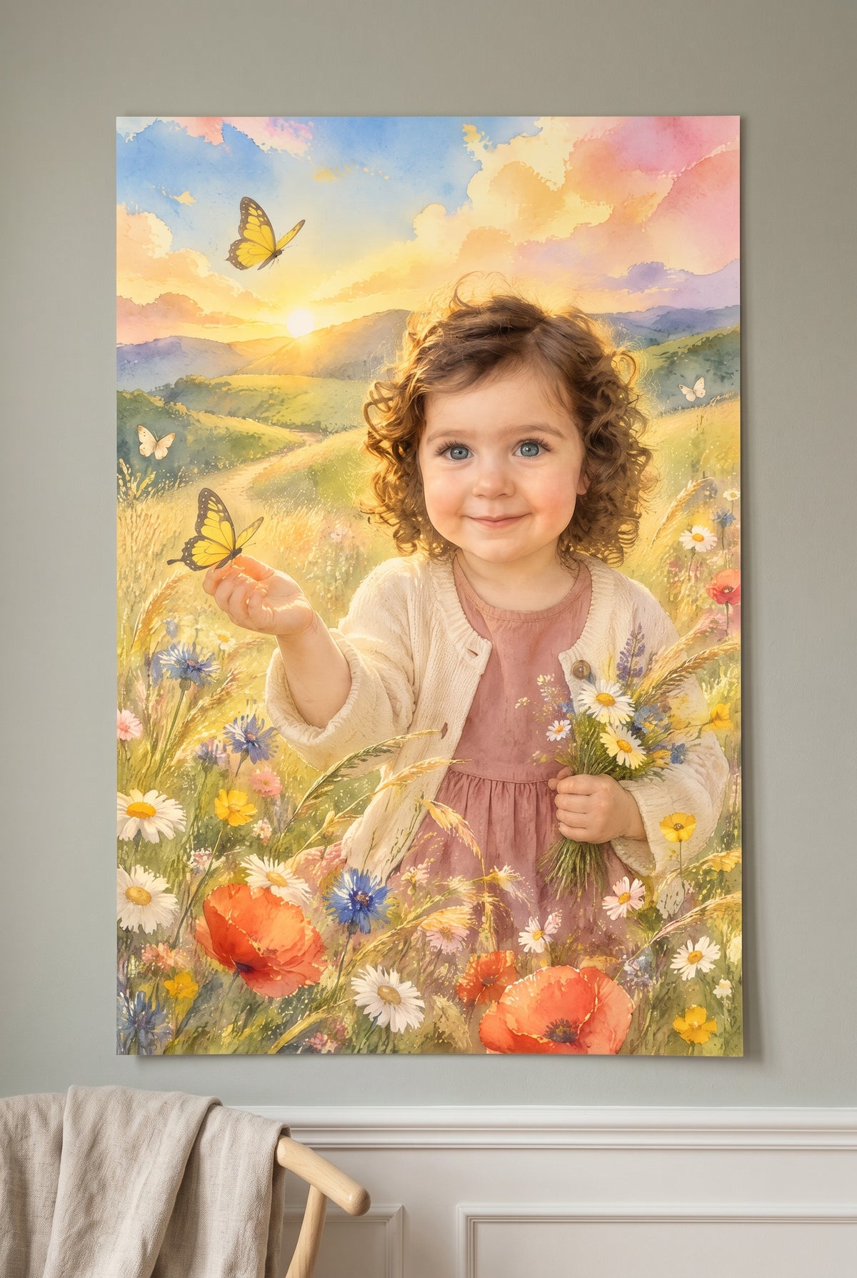 Wildflower Hilltop Wonder Portrait - archival matte paper print on the wall