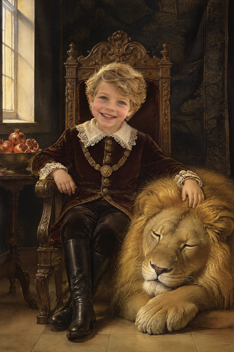 The Heir and the Lion Portrait flat artwork made from an example photo