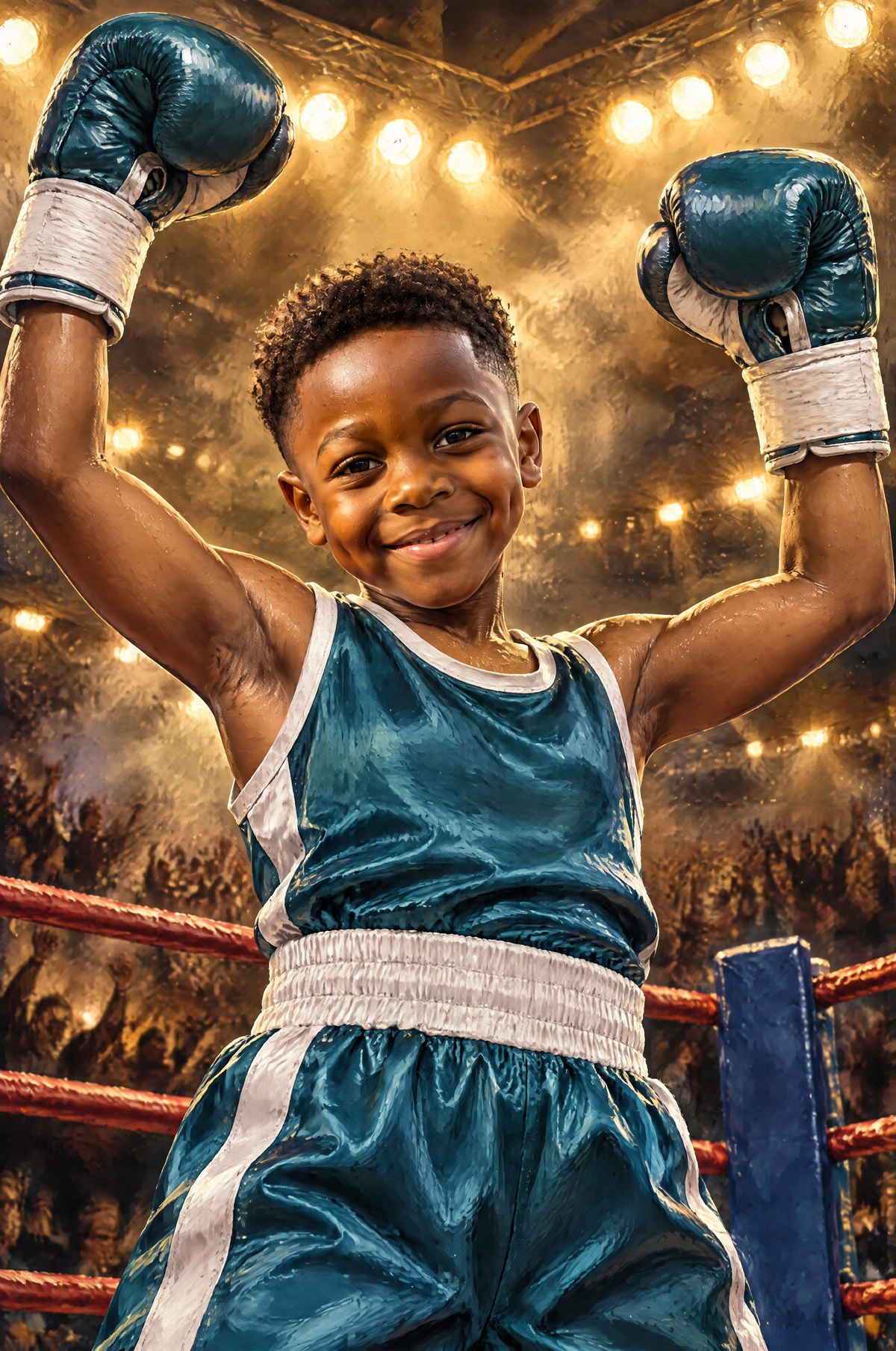 Championship Boxing Ring Glory Portrait flat artwork made from an example photo