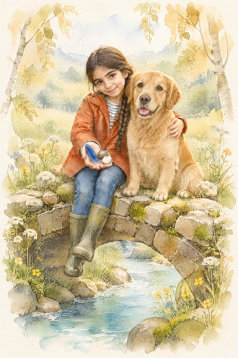 The Loyal Companion Bridge Portrait soft light watercolor edition flat artwork